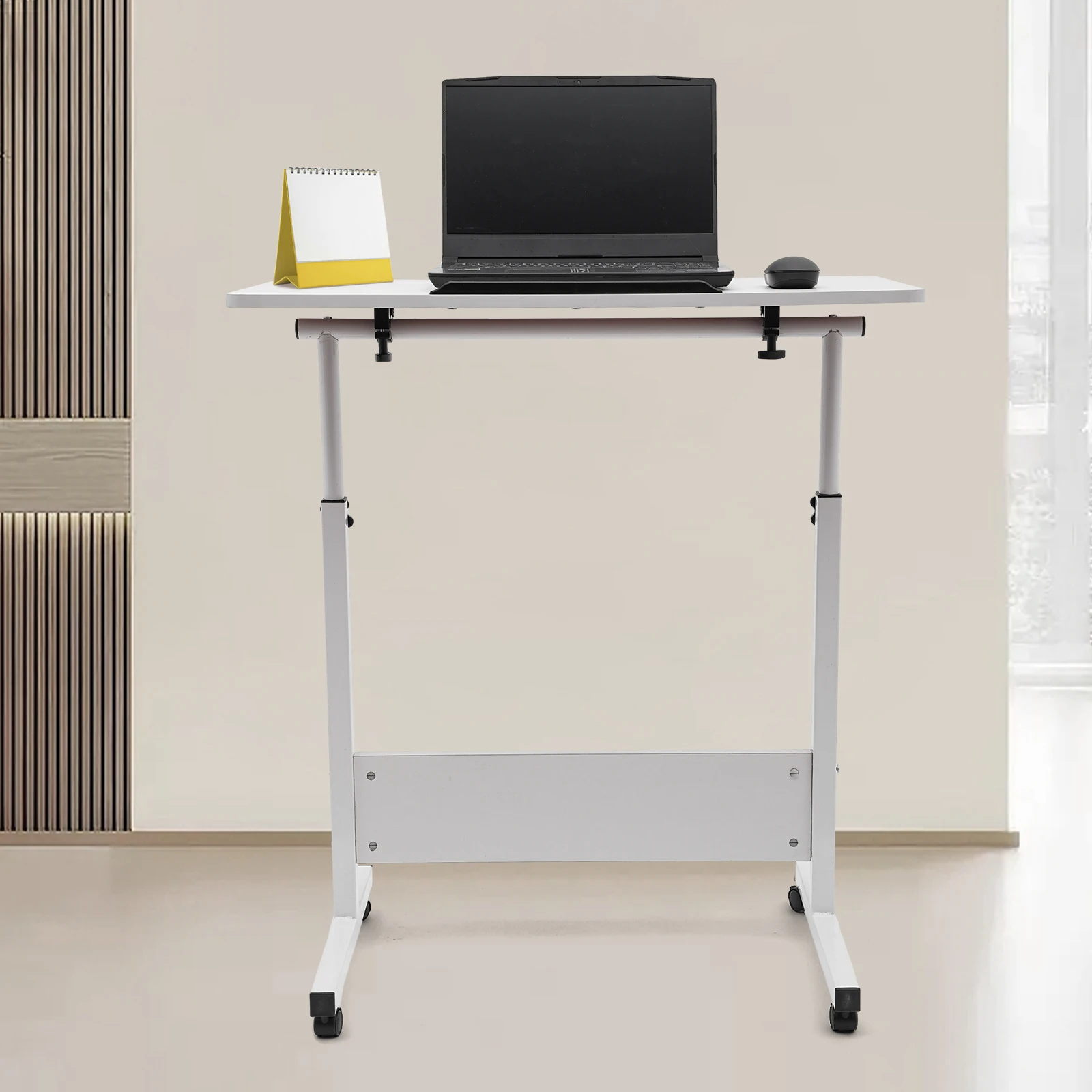 Bedside Desk with Universal Wheel Oversized Table 32-47in Adjustable Height Laptop Portable Study Standing for Dormitory Student 3