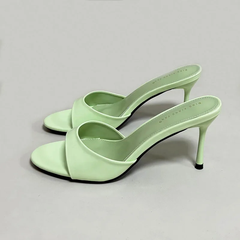 Slip On Ladies Stiletto Heels Shoes New In Summer Spring Luxury Female Slides Footwear Fashion Round Toe Women Heels Pumps Shoes 3