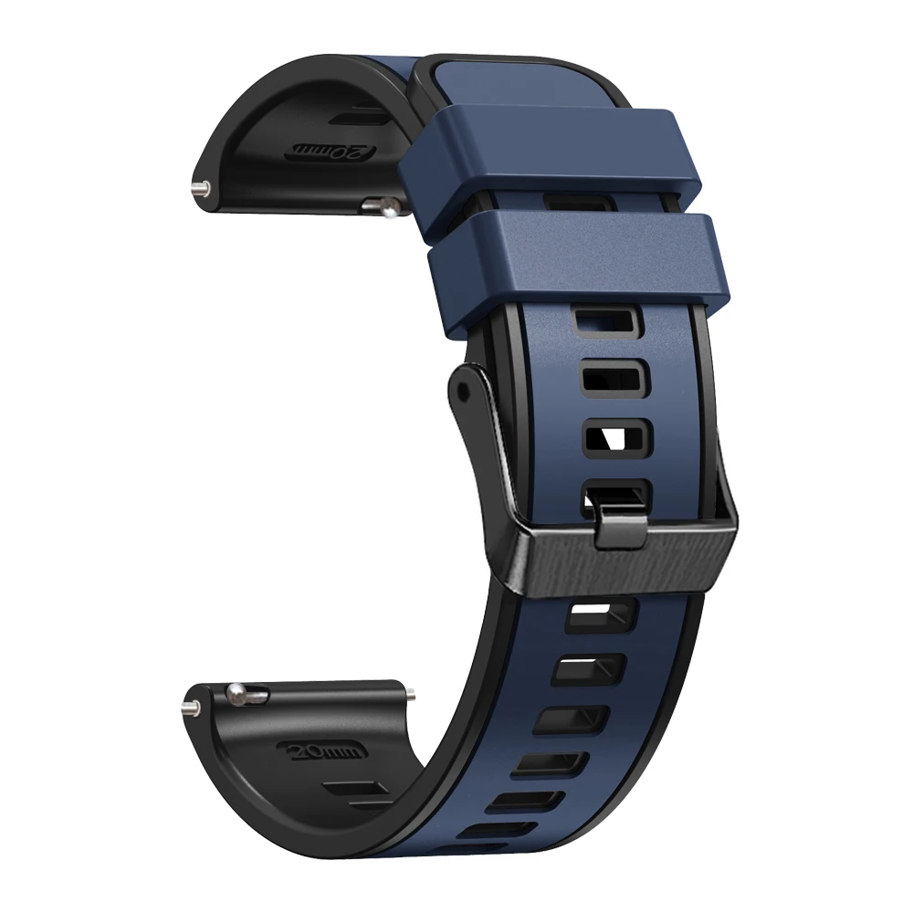 Silicone Bracelet Strap in Black - 20/22mm Adjustable Watch Band