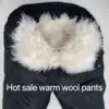 2024 Middle-aged Elderly Wool Pants Winter Spring Anti-cold Warm Pure Sheepskin Pants Fashion Casual Men Long Trousers Dad Gifts 4