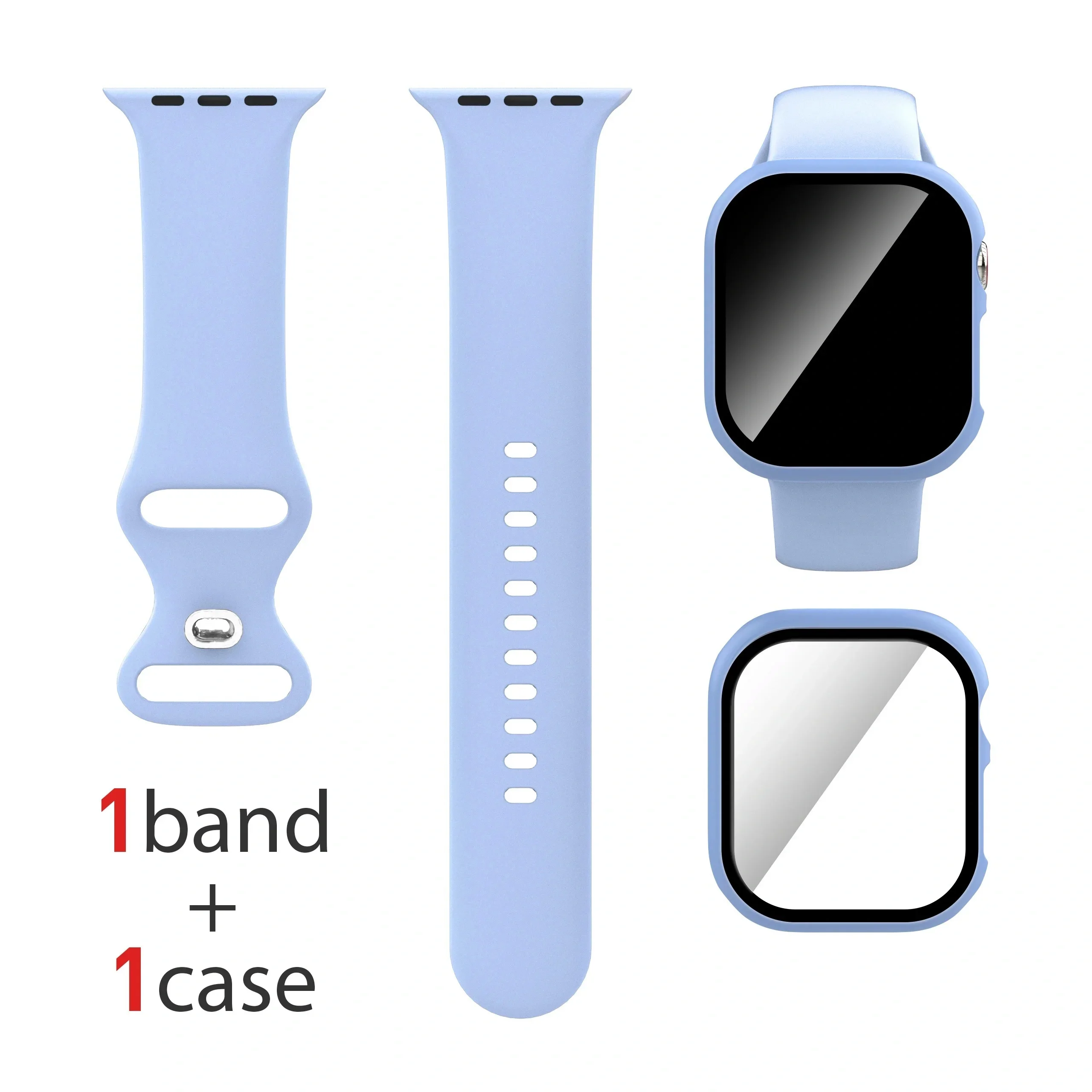 Dual Silicone Strap & Case Set for Apple Watch - Full Coverage Protection in 16 Colors