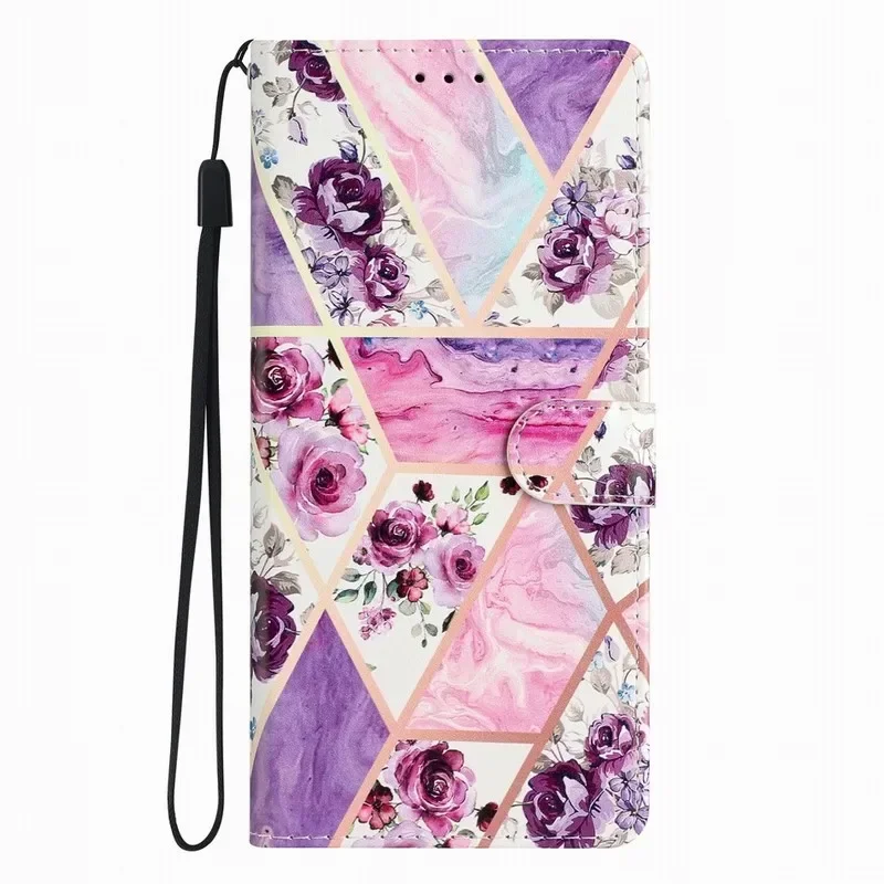Charming Floral Painted Wallet Phone Case with Card Slots