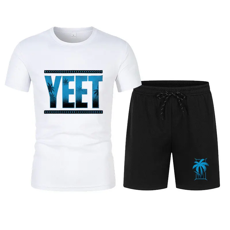 2024 New Men's Black Jey Uso Yeet T-Shirt Shorts Set Summer Short Sleeve Men Overiszed Suits 2024 New Causal Clothing Sets 3