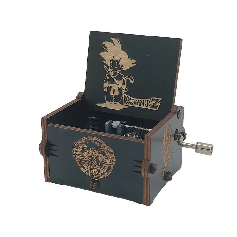 Wooden Hand-cranked Dragon Ball Engraving Music Box Exquisite Birthday Gift,music box