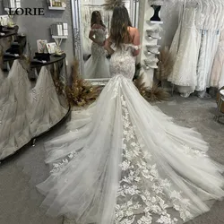 LORIE Mermaid Wedding Dresses Sweetheart Neck Off The Shoulder Backless Lace Appliques Country Bridal Gown Plus Size 2024