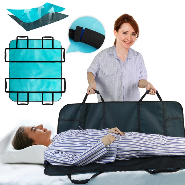 Leetye Mei Patient Transfer Sheet ,Positioning Bed Pad with 8 Handles, 48" x 40" Patient Aid Assistant for Turning, Lifting 1