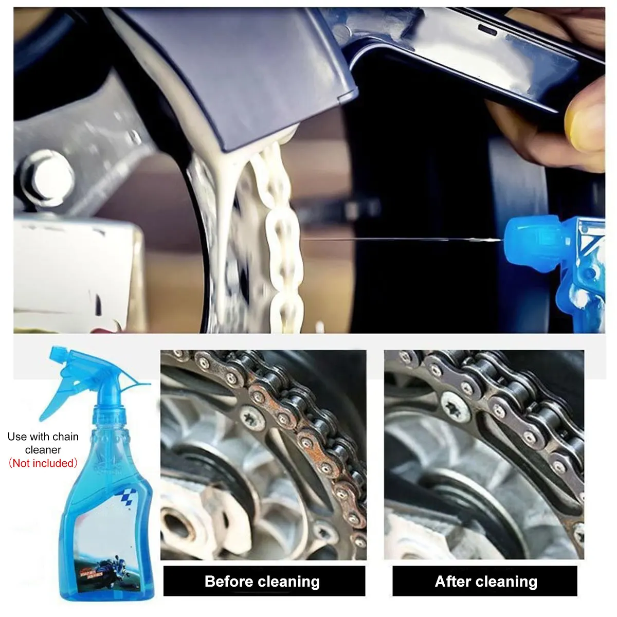 Motorcycle Bike Chain Cleaner Dual Heads Bicycle Cleaning Brush Reusable Bike Chain Gears Brush Cleaner Tool Durable Bicycle