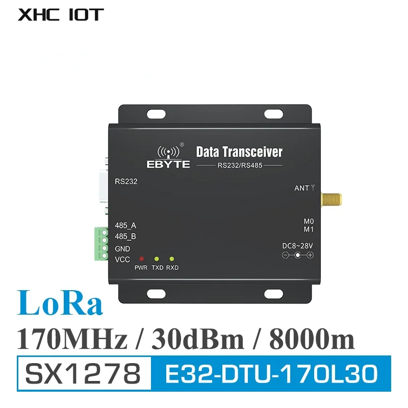 

Wireless LoRa Modem SX1278 170MHz RS485 RS232 RF Data Transceiver Converter 30dBm 8.0km Long Range E32-DTU(170L30) XHCIOT