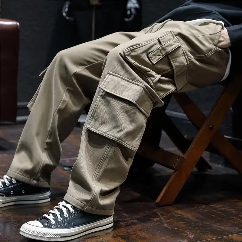 Casual pants men's cropped pants winter workwear fashionable pocket
