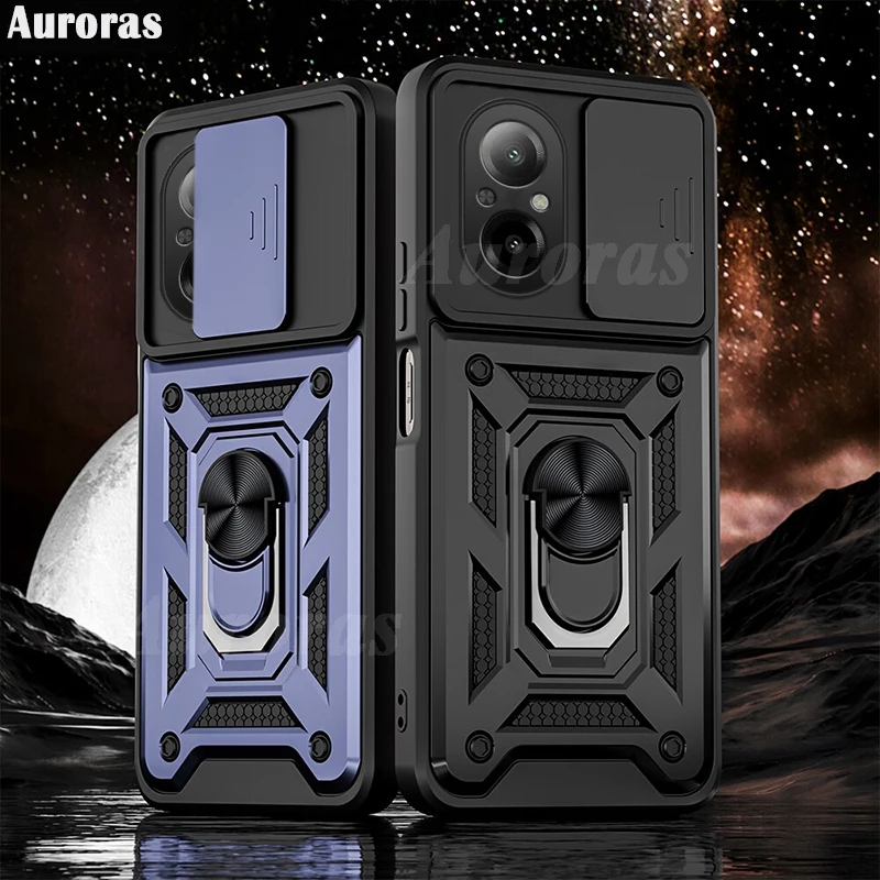 Auroras Per Realme C67 Custodia Magnetic Ring Armor Slide Camera Window Guscio In Silicone Per Realme C53 C51 Note 50 4G Cover Posteriore