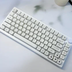 Milky White Cute Cat Theme Keycap Set - 124 PBT Sublimation Keys, MOA Profile (Korean)