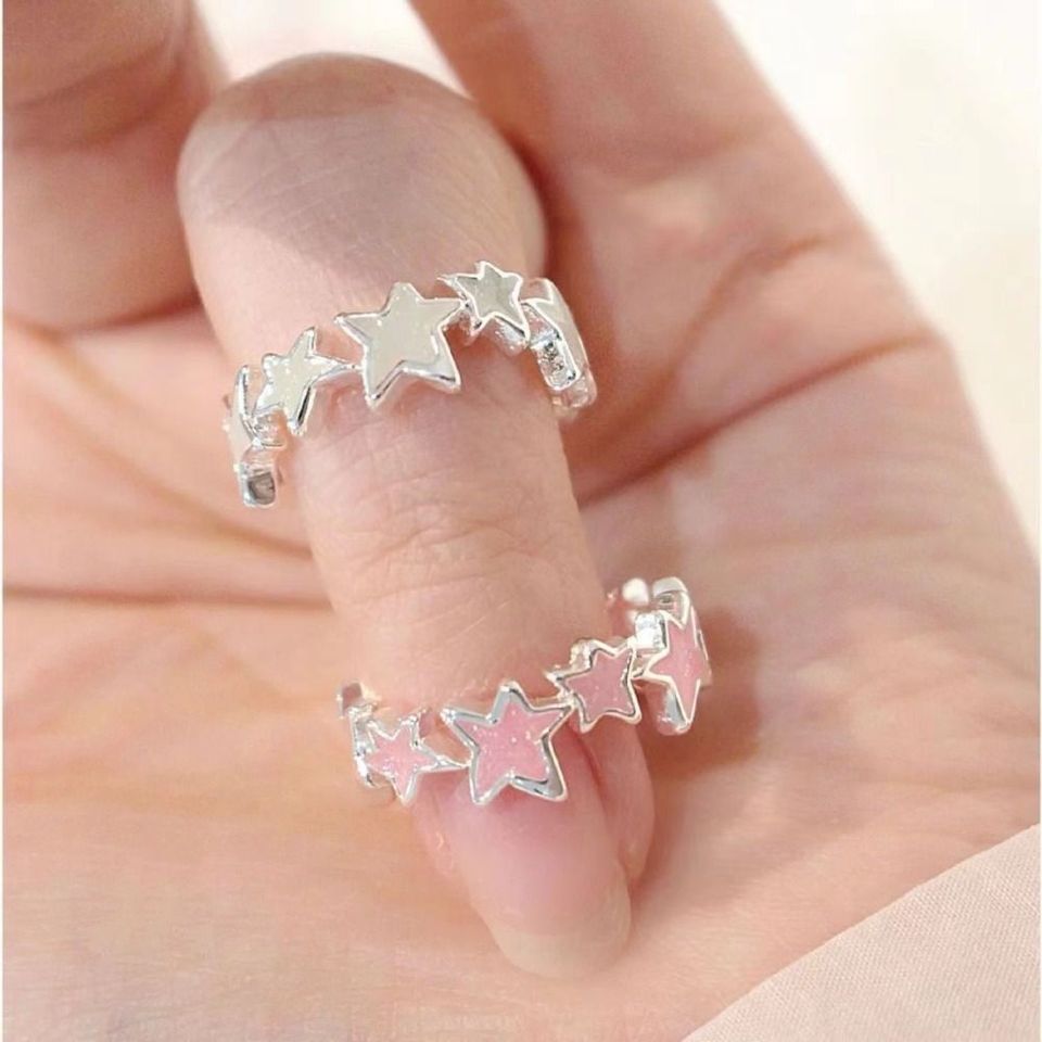 Retro Geometric Irregular Star Ring Jewelry Accessories Korean Style Y2K Open Ring Alloy Minority Design Finger Buckle Couple