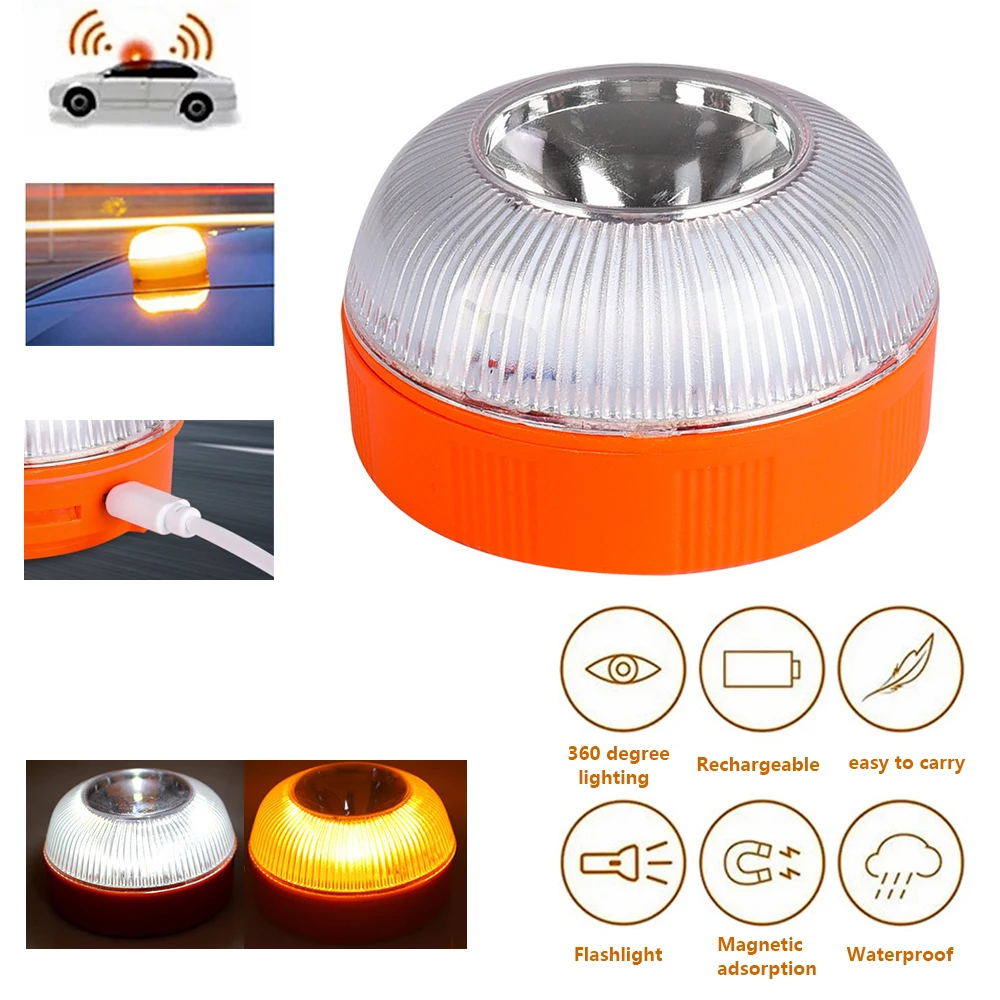 Lampe de secours LED aste pour voiture, lampe de poche V16, lumière  stroboscopique à induction magnétique, lampe d'accident de la route,  balise, accessoire de sécurité - AliExpress