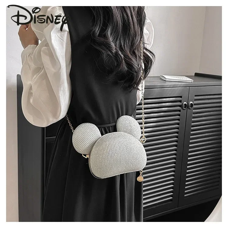 MINISO Mickey New Women's Crossbody Bag Fashionable High Quality Women's Dinner Bag Premium Multi Functional Chain Women's Bag