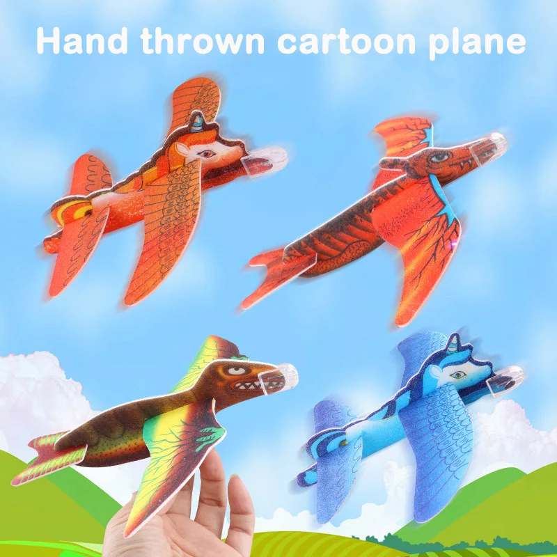 

10/20Pcs Funny Creative Outdoor Toy Cartoon Dinosaur Unicorn Foam Hand Throw Flying Airplane Kids Toy Birthday Party Favors Gift