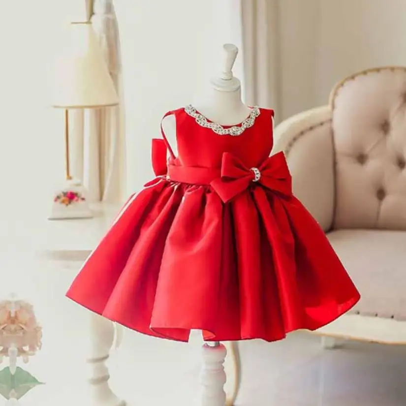 

Baby Spanish Lolita Princess Ball Gown Sleeveless Beading Design Birthday Party Christening Dress For Girls Eid Christmas A1984