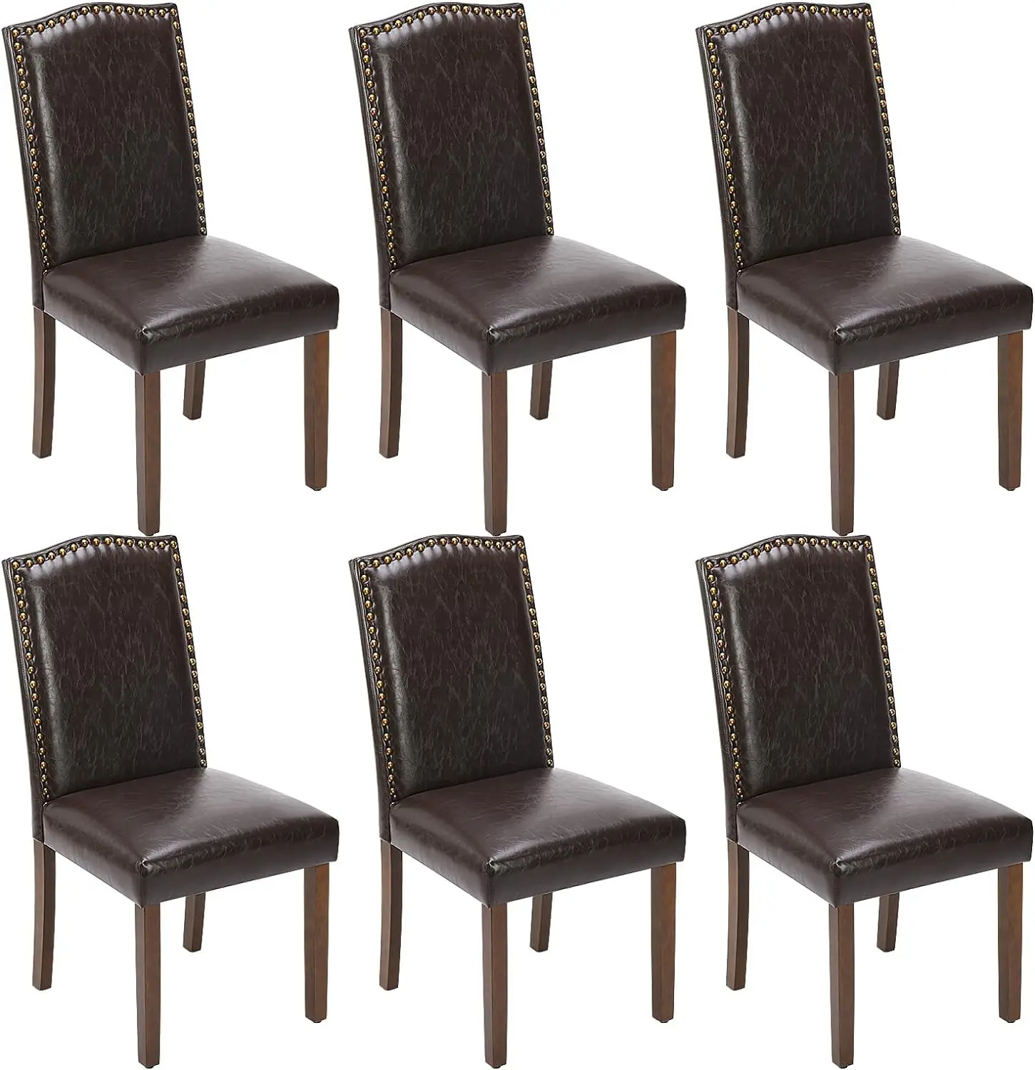 

Sweetcripy Dining Chairs Set of 6, High-end Upholstered Leather Dining Room Chair with Nailhead Trim and Wood Legs