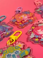 Porte-clés en acrylique représentant un adorable personnage robot de style chibi, pendentif pour sac, accessoire de collection non officiel fabriqué par des fans. 2