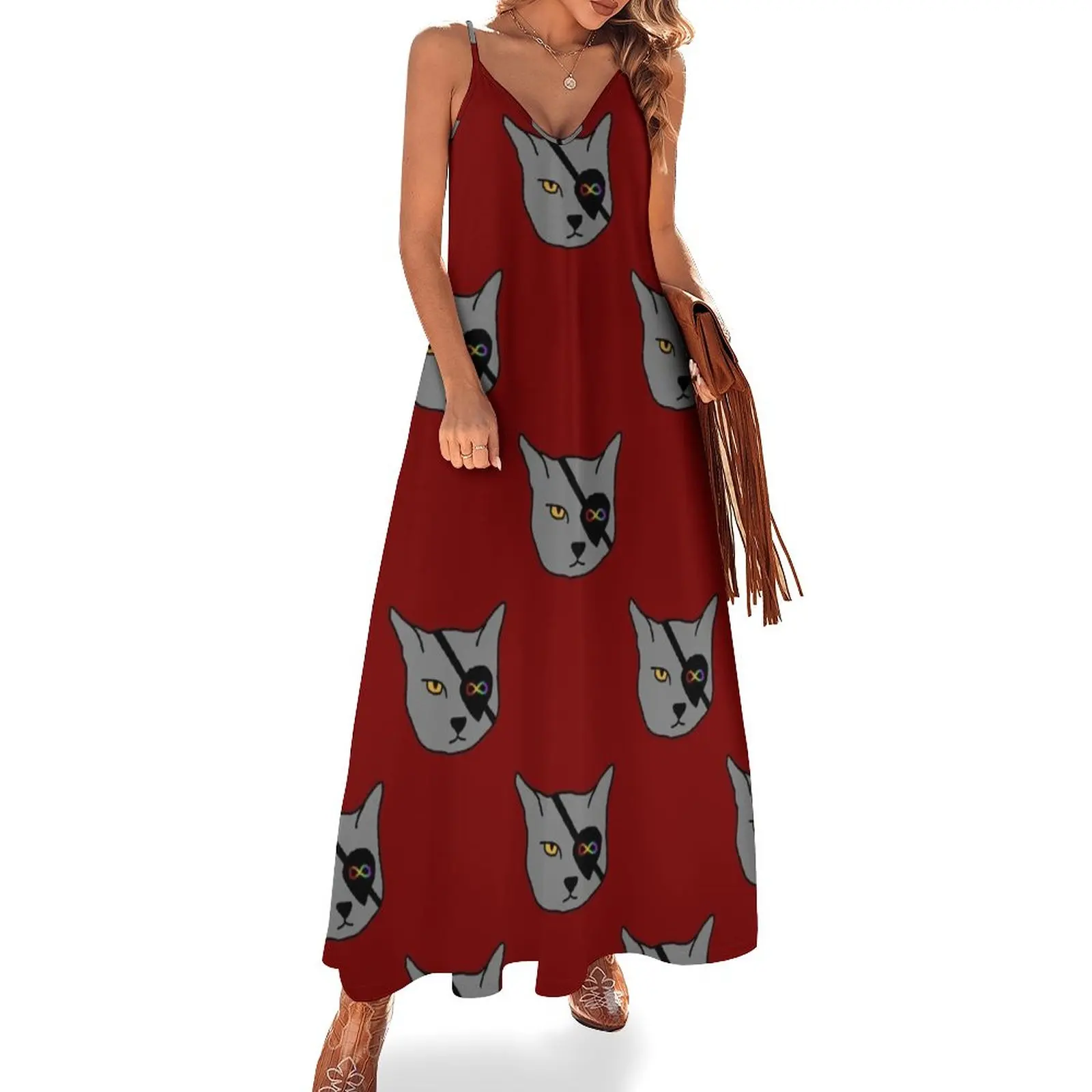 

New Slightly threatening Neurodiverse cat Sleeveless Dress dresses for official occasions summer dress Party dresses