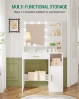 Туалетный столик с зеркалом и 10 светодиодами, туалетный столик с 3 полками и 4 открытыми отделениями, туалетные столики большой — изображение 3