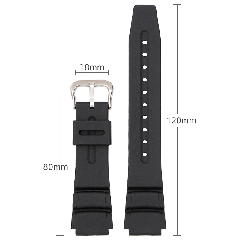 Durable & Comfortable 19mm Resin Rubber Watch Strap with Raised Ends