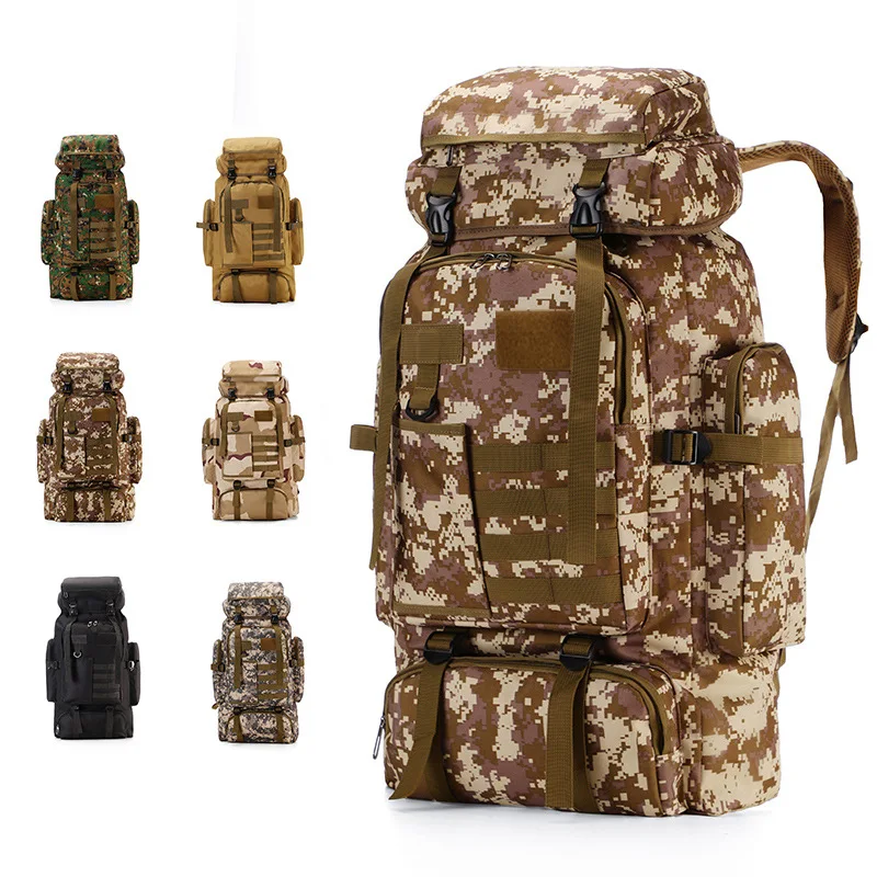 

80L Large Capacity Camo Backpack Travel Leisure Multi Functional Backpack Outdoor Leisure Sports Men's Mountaineering Bag