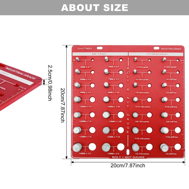 Bolt Thread Identifier Seesii Thread Checker, 34 Nut And Bolt Thread ...