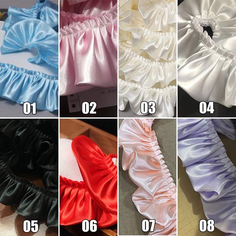 10 미터 5.5cm 프릴 레이스 가장자리 트림 반짝 이는 새틴 Pleated 리본 패브릭 가장자리 밑단 DIY 드레스 꽃다발 커튼 실내 장식 공예