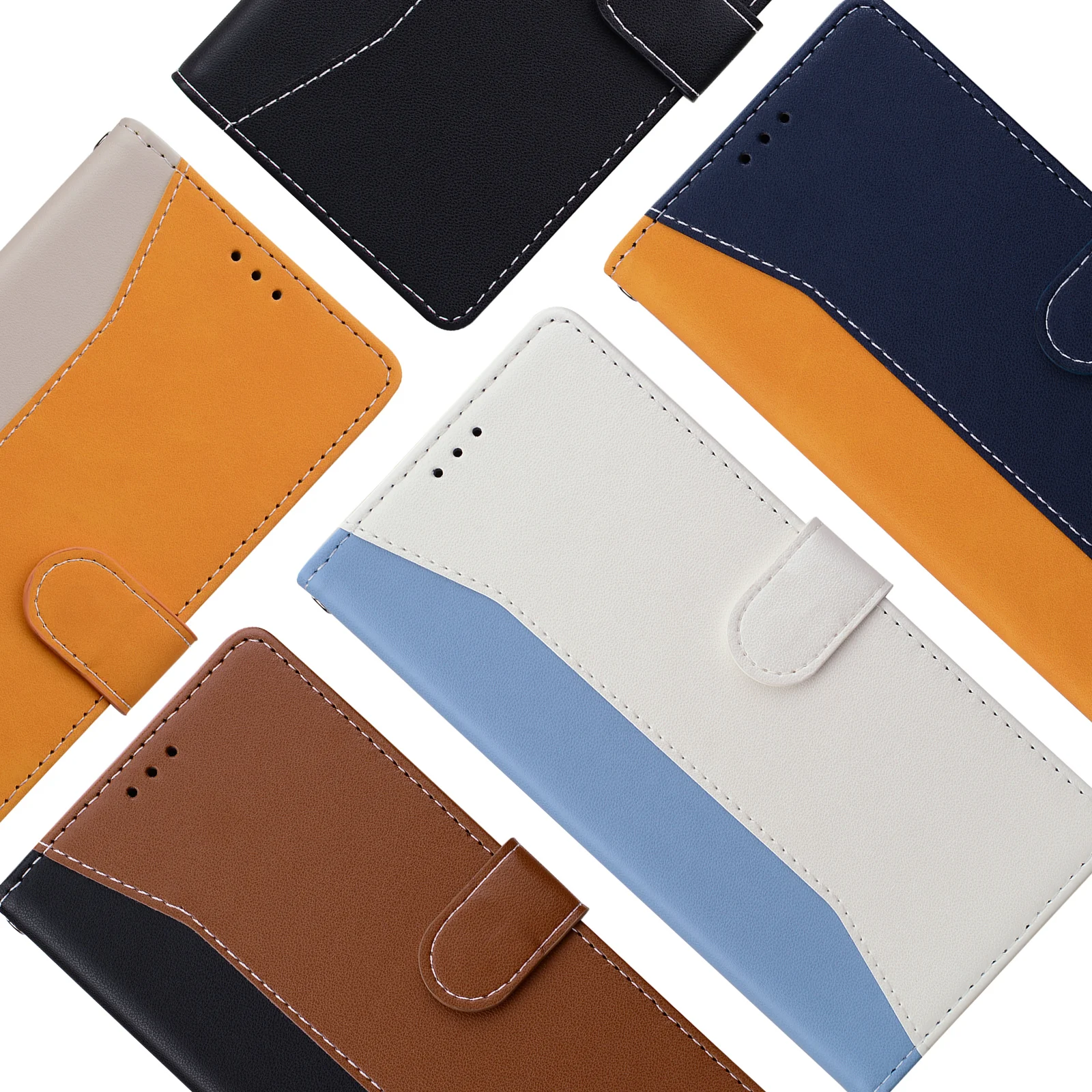 Embossed Solid Color Magnetic Flap Leather Wallet Case