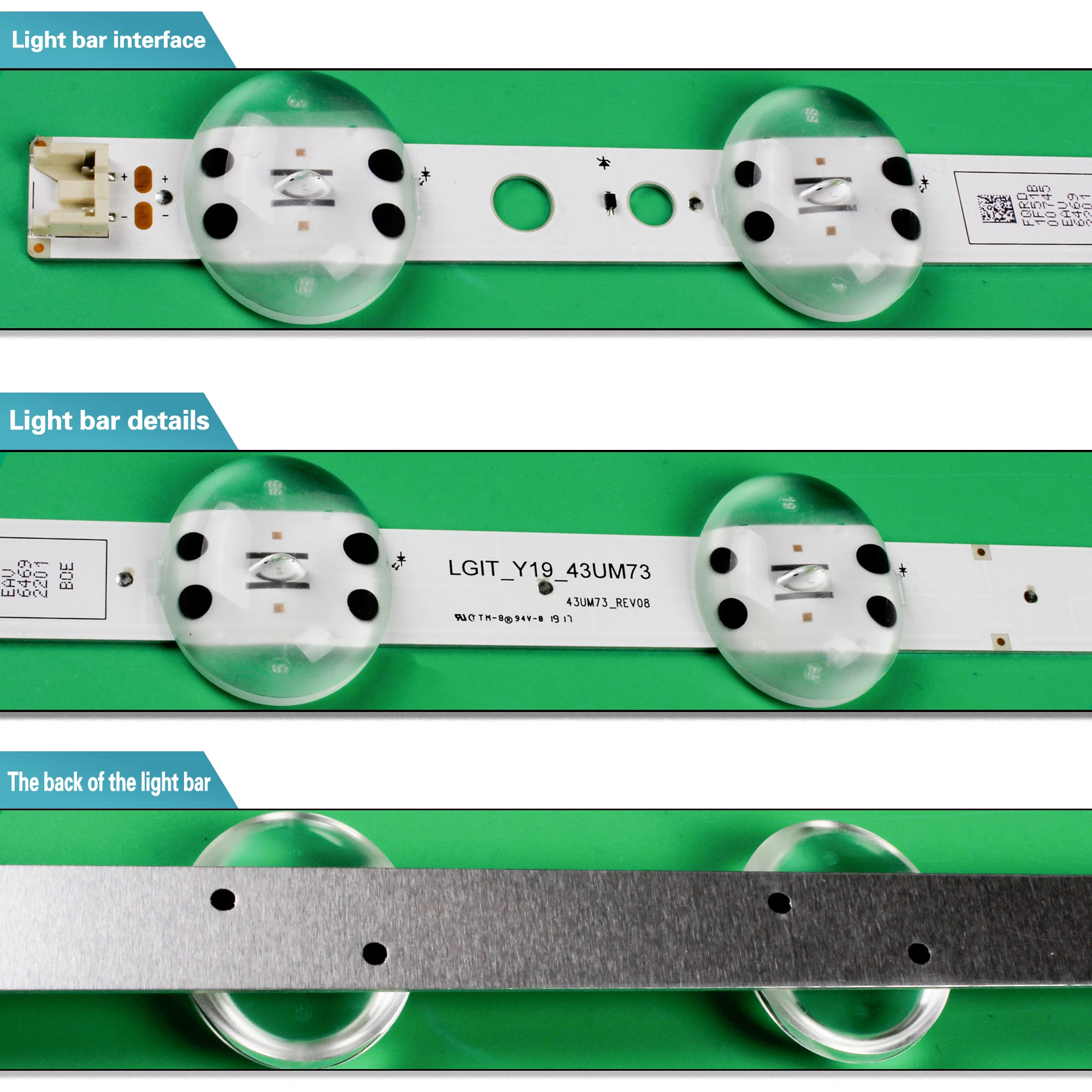 Conjunto Tira Retroiluminação Led para lg 43lg73cmeca Ssc-y19_trident_43um73_rev00_181029 Peças - Imagem 5