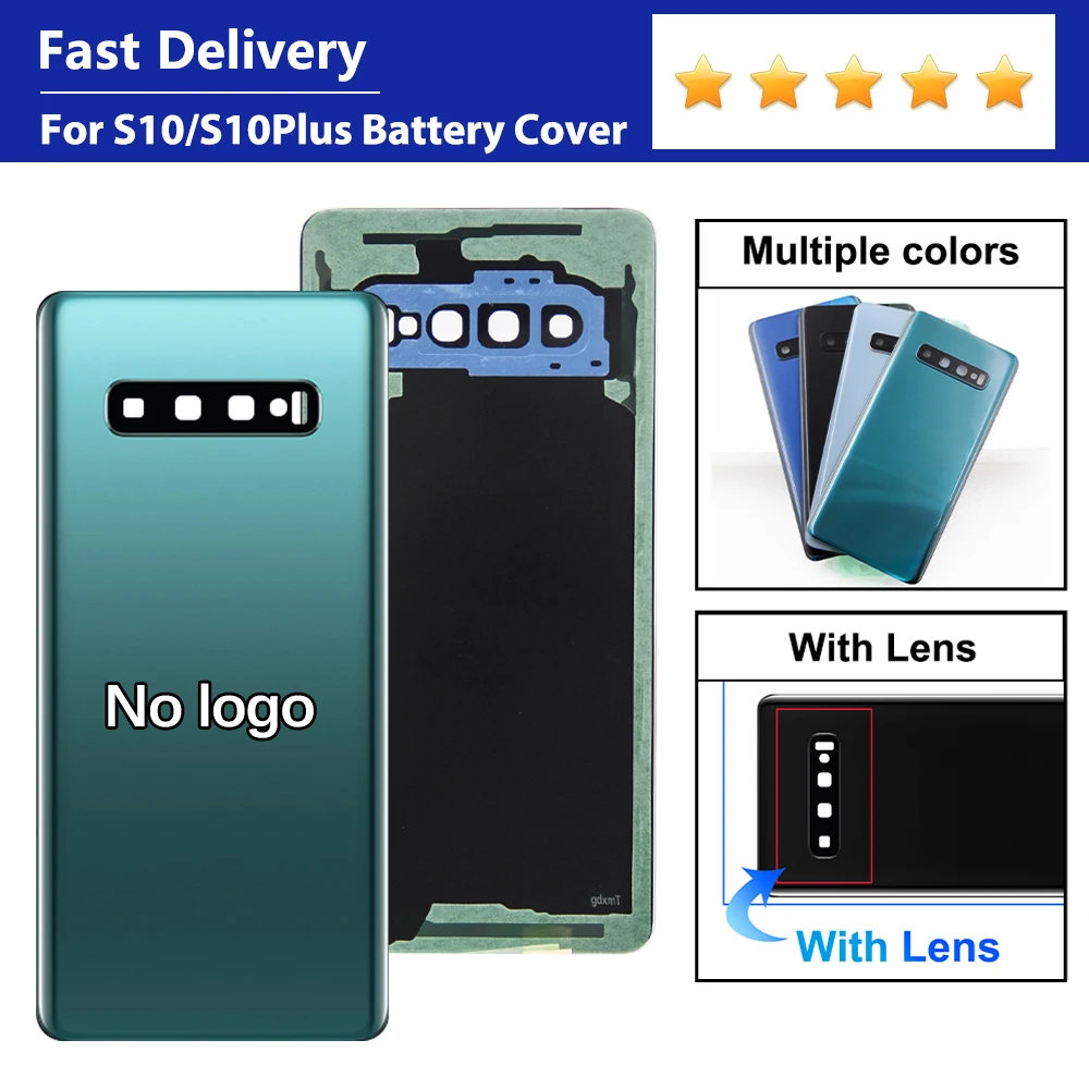 Enhanced Battery Glass Back Cover Housing with Camera Lens, Rear Door Case Panel Parts