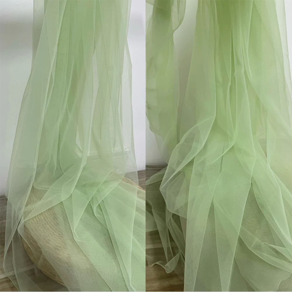 Avocado Green Soft Mesh Dress with Wedding-Inspired Design