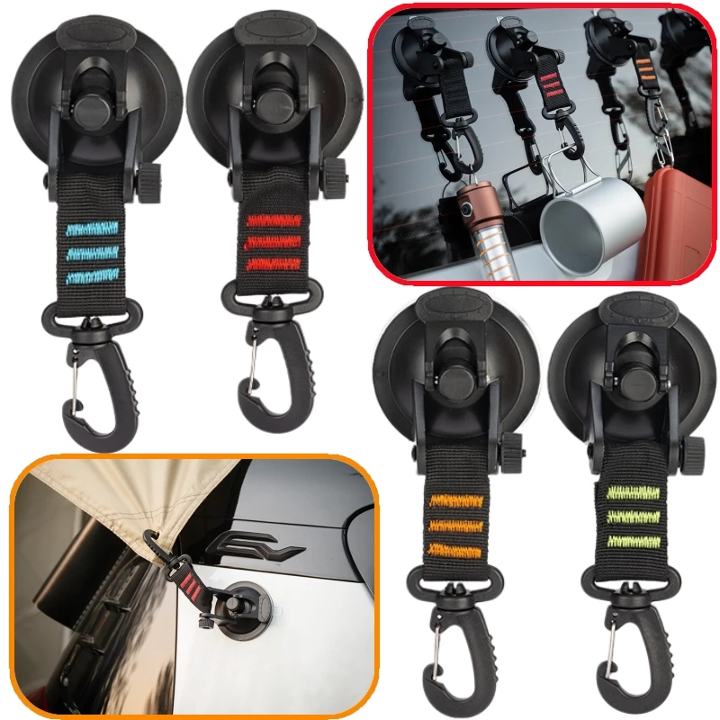 Heavy Duty Suction Cups Anchor with Hooks Outdoor Travel Camping Carabiner Organizer for Home Outdoor Camping Car Side Awning