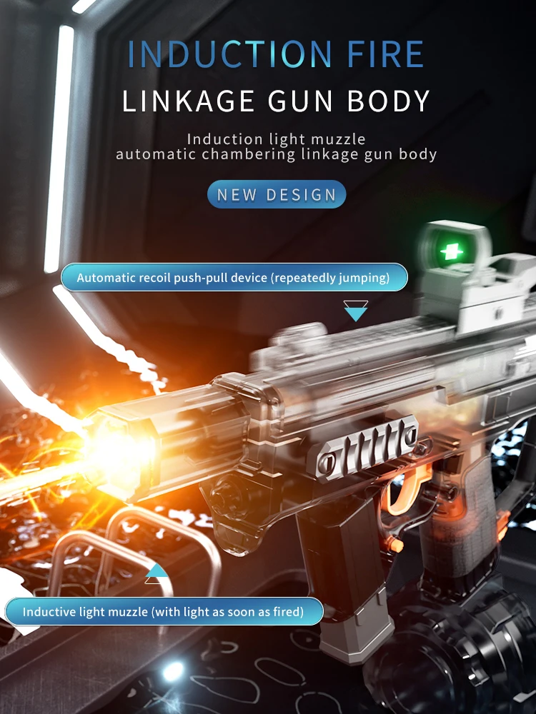 MK3 Electric Water Gun Toy Large-capacity Cool Flash Light Absorbent Water Continuous Shooting Summer Outdoor Beach Toy for Kids