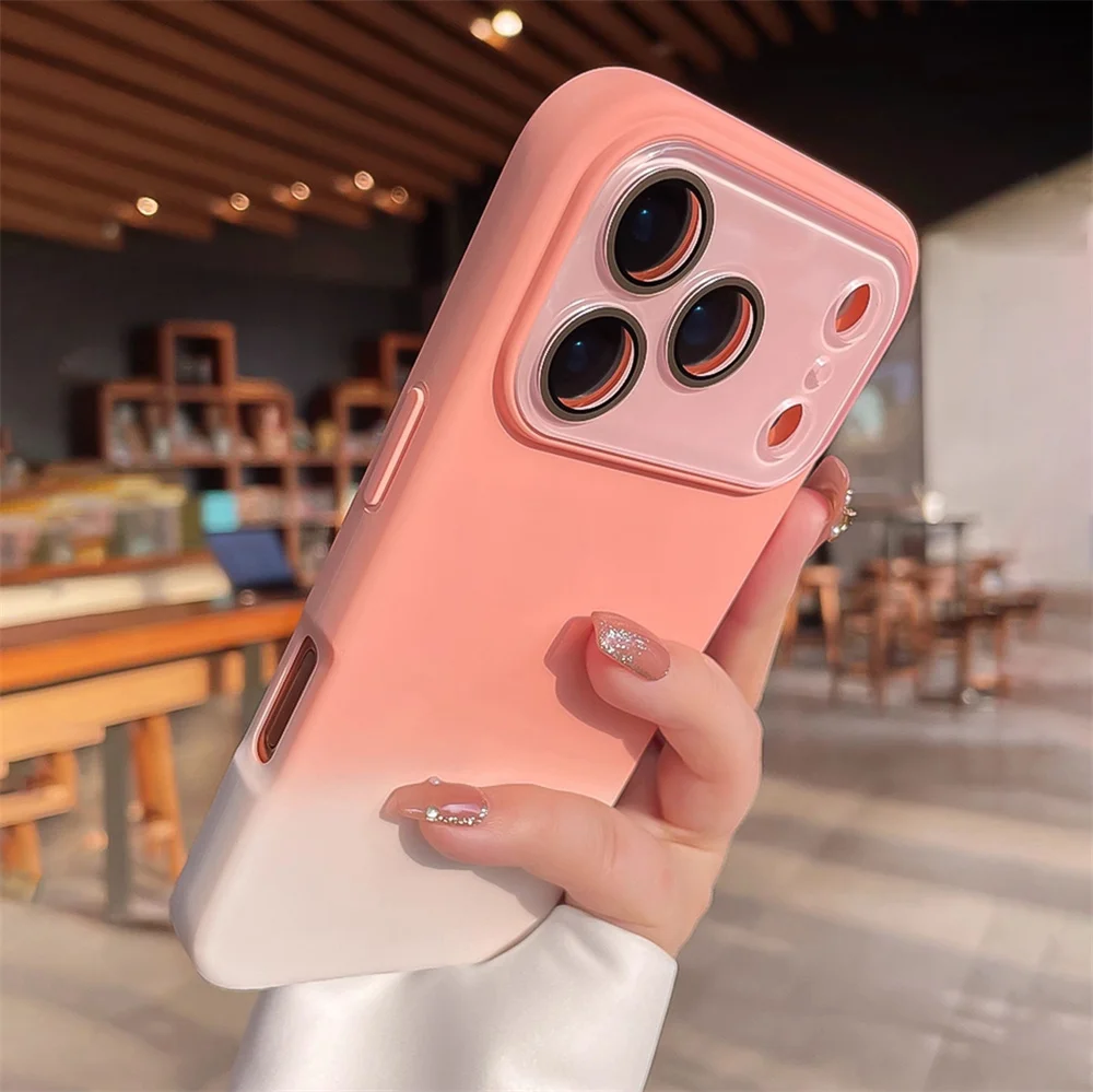 Dual-Color Frosted Crystal Glass Lens Liquid Silicone Phone Case