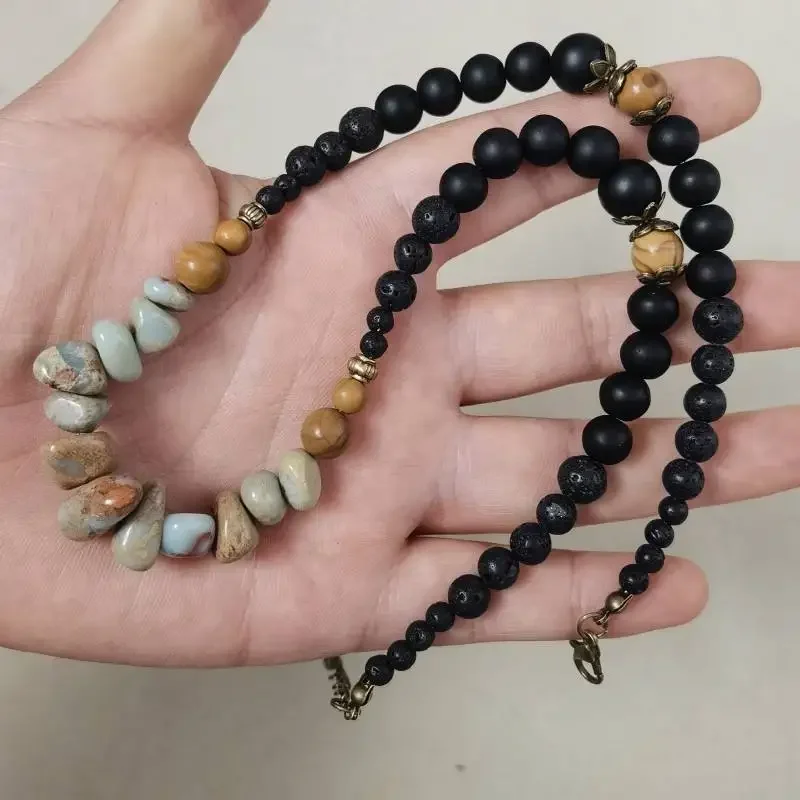 قلادة فيروزية للرجال / قلادة بوهيمية / قلادة أحجار...