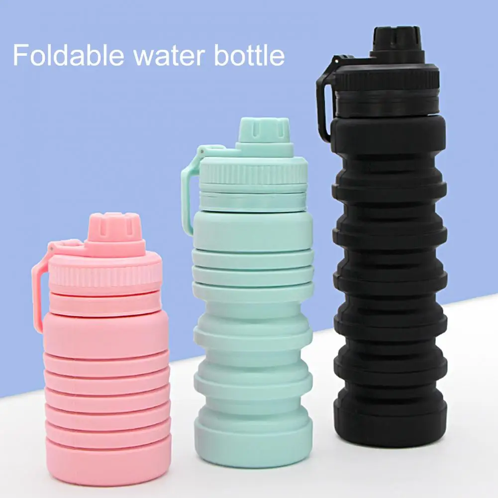 750ML Leak-proof Cycling Water Bottle Ergonomic Handle Large Capacity Drinkware Silicone Foldable Water Bottle for Outdoor Camp