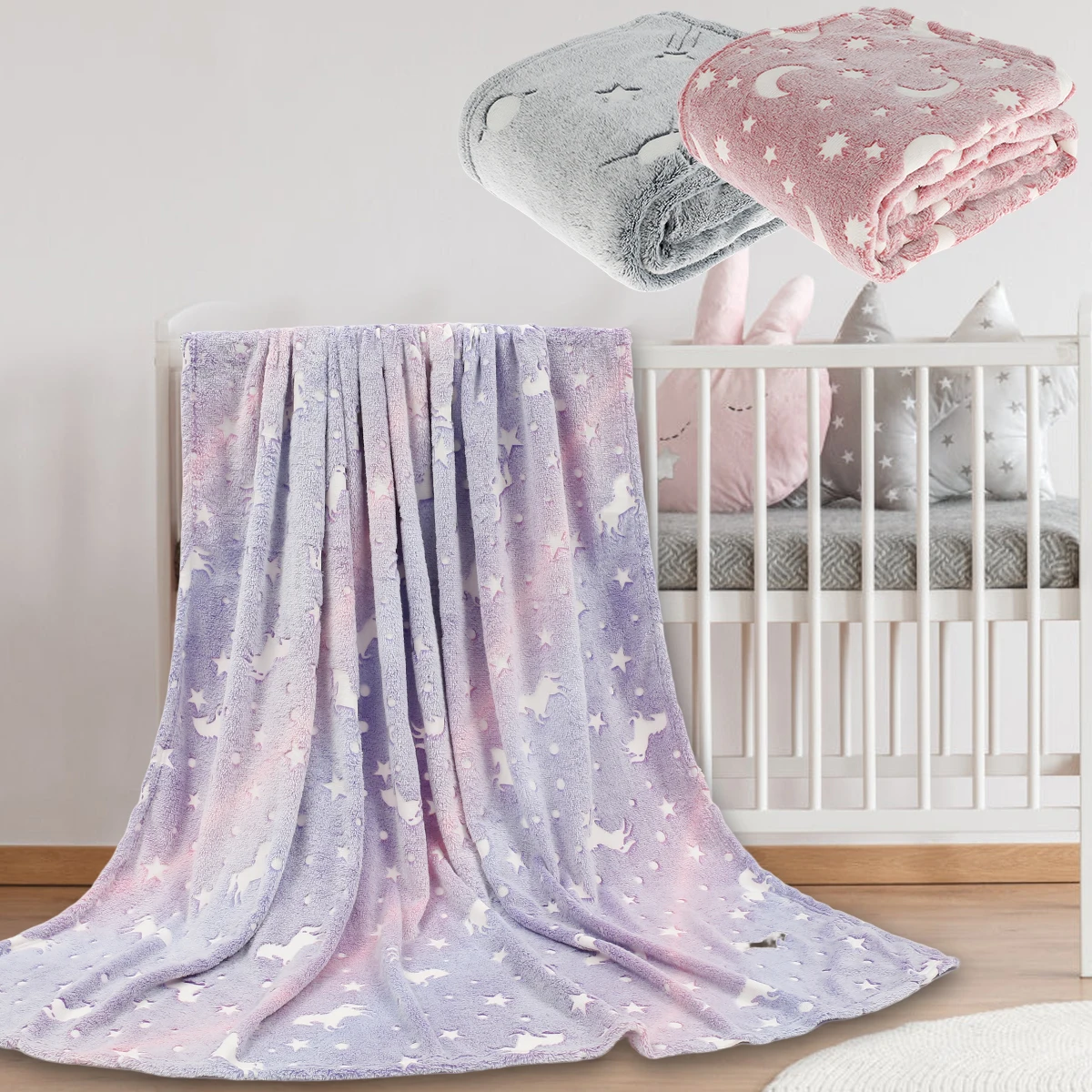 

Luminous Blanket Soft Fluffy Glow in the Dark Cute Cozy Glowing All Season Throw Creative Plush Children Air-conditioned Quilt