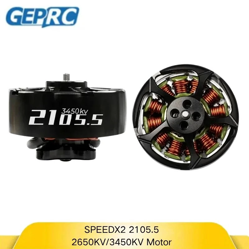 Новый бесщеточный двигатель GEPRC SPEEDX2 2105,5 3450KV 2650KV 3-4S, двигатель 1,5 мм для 3-5-дюймовых зубочисток, мини-дронов дальнего действия thumbnail 2