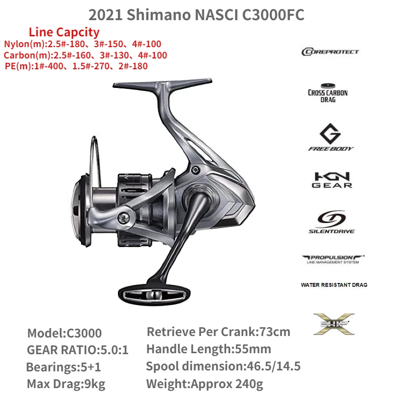 2021 SHIMANO NASCI FC 500 C2000 2500 2500HG 2500SHG C3000 C3000HG