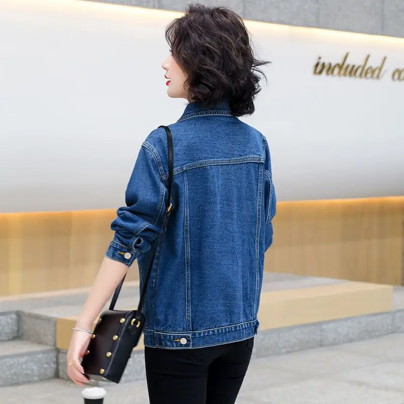 2023 Spring Autumn Denim Coat Women's Korean Fashion BF Style Single Breasted Long Sleeve Tops Casual Jeans Coats Female Outwear