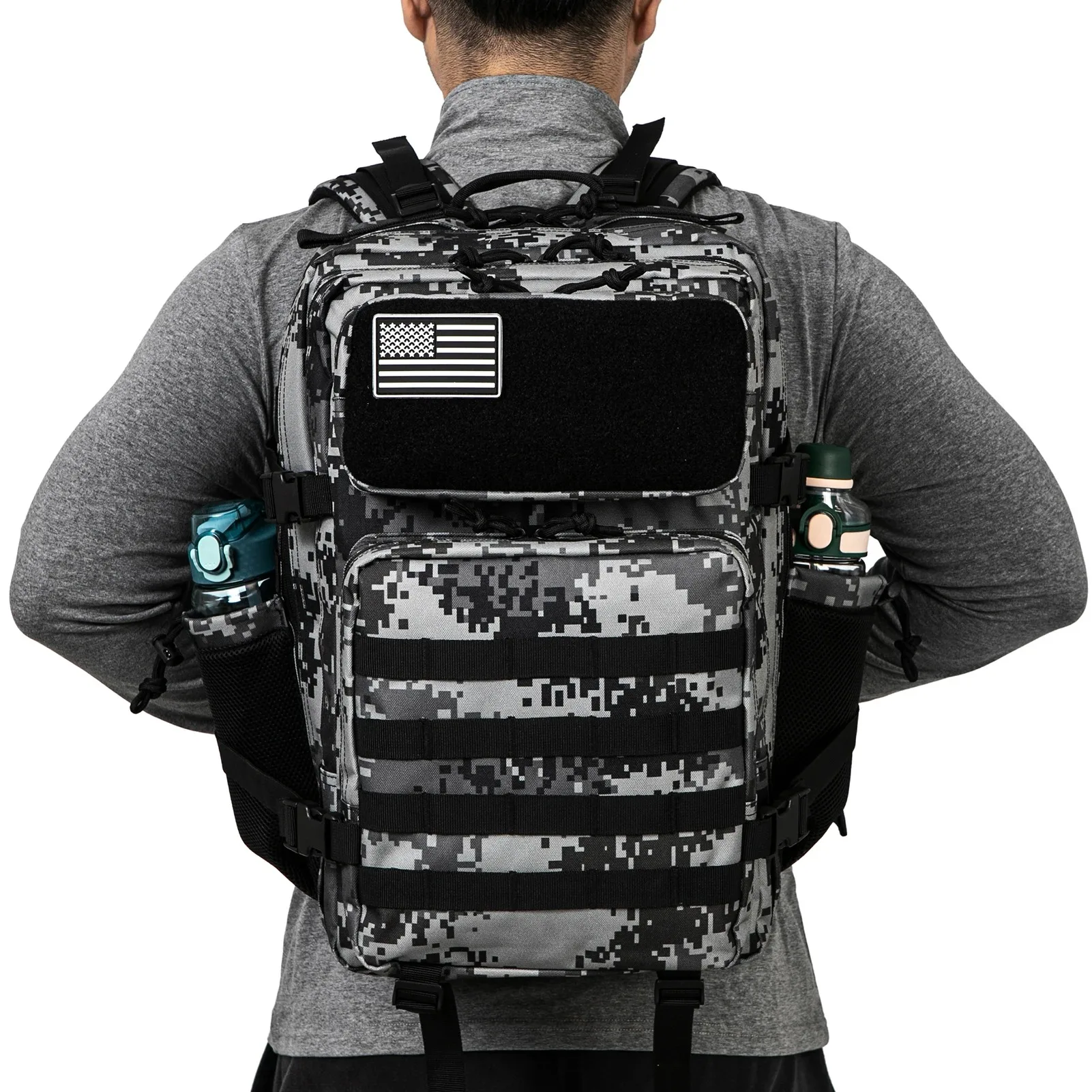45L Men's outdoor Camo Backpack Molle Backpack Hiking Backpack with bottle Holder Outdoor Hiking Fitness Bag - Image 4