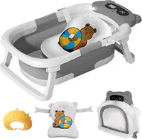 Foldable Baby Bath Tub with Cushion and Thermometer Set