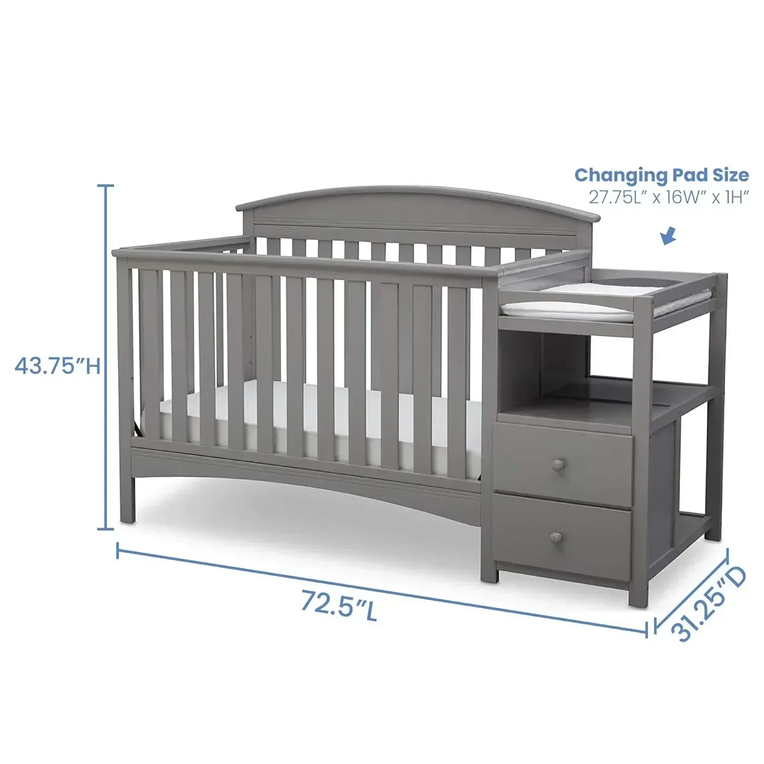 Furniture  Abby Convertible Crib and Changer, Grey 66 discount 5