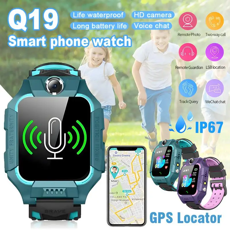 Q19  Ʈ ġ SOS ȭ ð Smartwatch Sim ī   IP67  