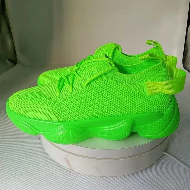 

Женские сетчатые кроссовки на платформе, Повседневные Дышащие Удобные однотонные туфли конфетных цветов, со шнуровкой, модель 2022 года