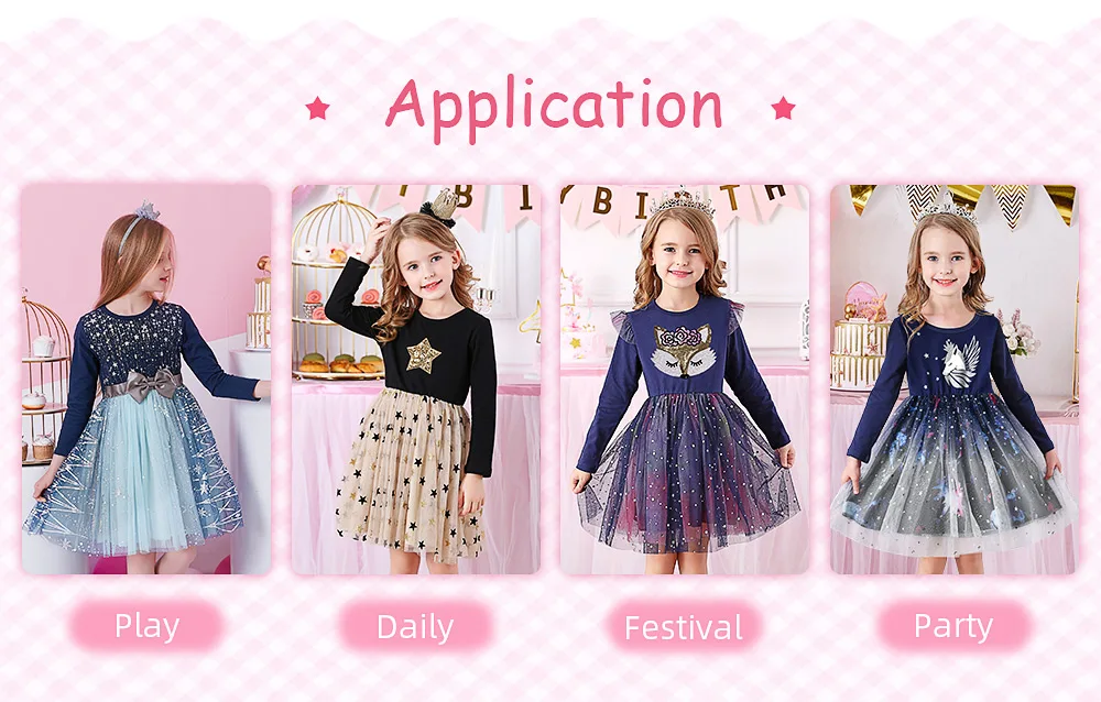 Kids Autumn Winter Dresses for Girls Star Sequins Princess Dress Girl Long Sleeve Party Vestidos Girls Dress Children Clothing black family matching outfits