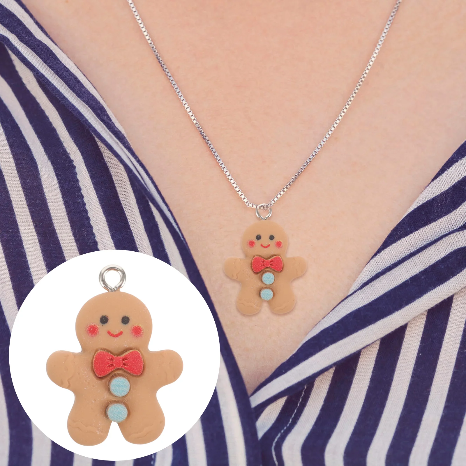 

Gingerbread Man Earrings Head Pendants Chic Charms Jewelry DIY Making Findings Dangle Drop Vintage Necklace Colorful Decor