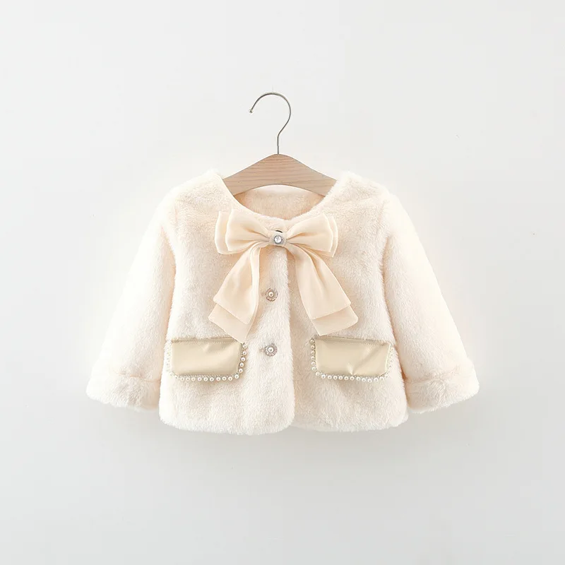 Girls' Sweater Solid Color Autumn Fashion Artificial Fur Princess Aromatherapy Children's Coat Girls' Baby Top Warm