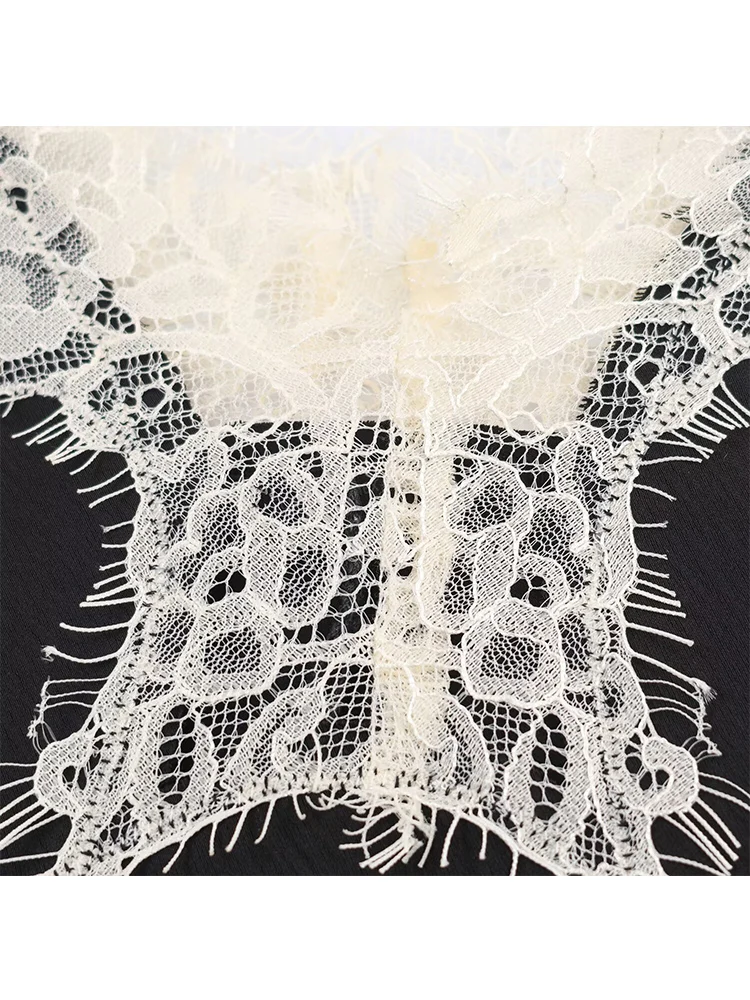 Sexy Women's Lace Patchwork Sling Tops Chic Contrast Color Sleeveless Backless V-neck Camisole Vest 2026 New Ladies Elegant Tops